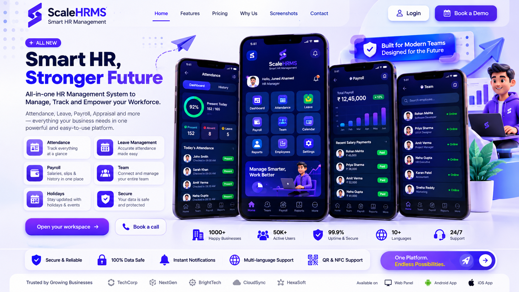 Scale HRMS app and dashboard preview